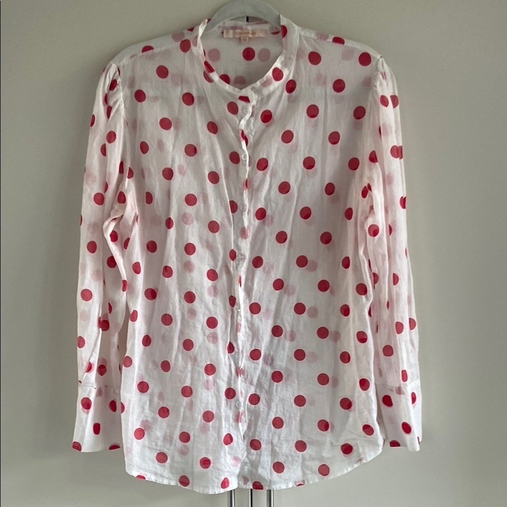 La Fee Maraboutee Sheer Polka Dot Blouse